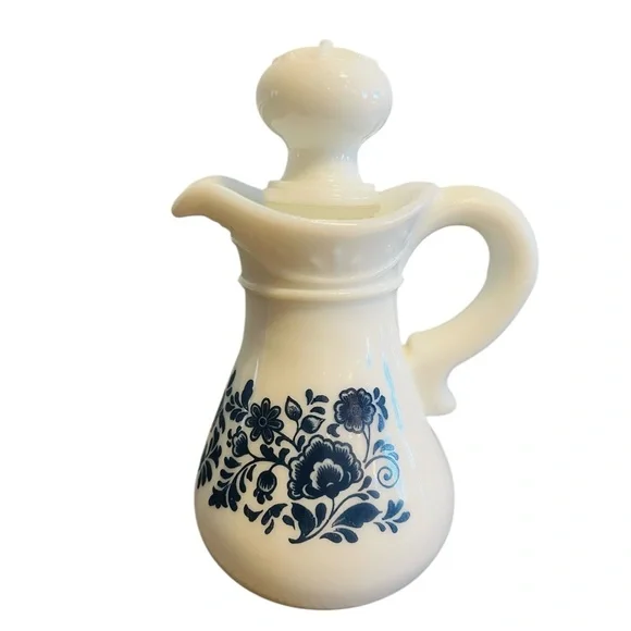 Avon Vintage Delft Floral Milk Glass Vanity Set – Pitcher, Basin & Soap Dish - Picture 9 of 15